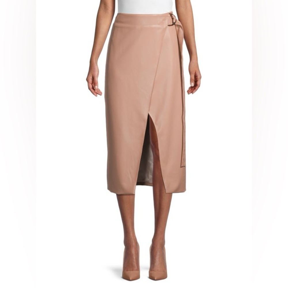 AMUR‎ || Ansley Faux Leather Wrap Skirt Toasted Almond Tan 2
